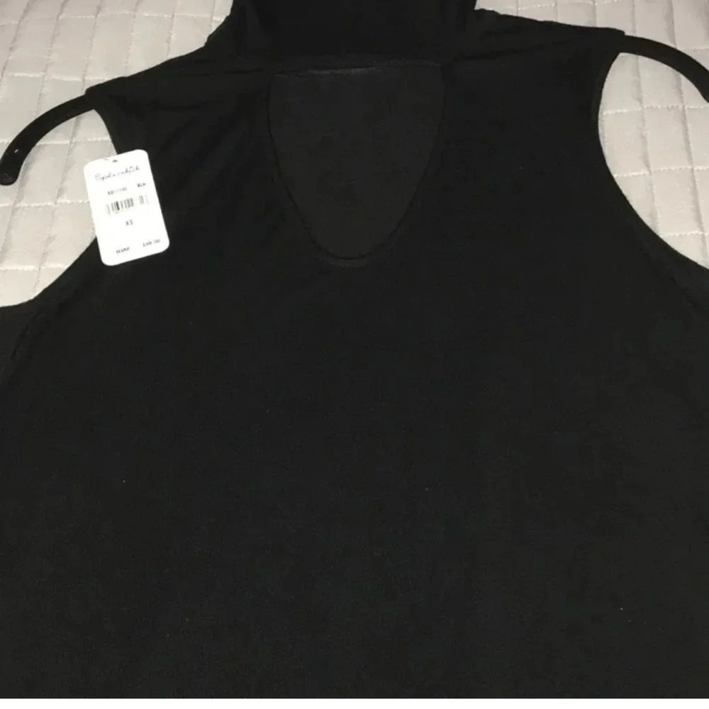 NWT Splendid Mock Neck Knee-Length/Midi Cut-Out Black Tank Dress Women’s Size XS - Picture 6 of 7